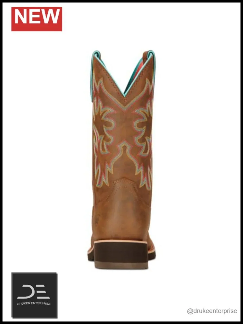 Western Style Pull-On Leather Boots for Women with Embroidery Calf High Block